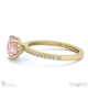 pink natural diamond hidden halo round side stone engagement ring yellow gold with 18k yellow gold metal and round shape diamond