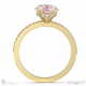 pink natural diamond hidden halo round side stone engagement ring yellow gold with 18k yellow gold metal and round shape diamond