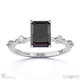 black lab grown diamond bubble drop hidden halo emerald cut engagement ring platinum with platinum metal and emerald shape diamond