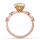 blushing bride yellow natural diamond bubble drop side stone round cut engagement ring rose gold with 9k rose gold metal and round shape diamond