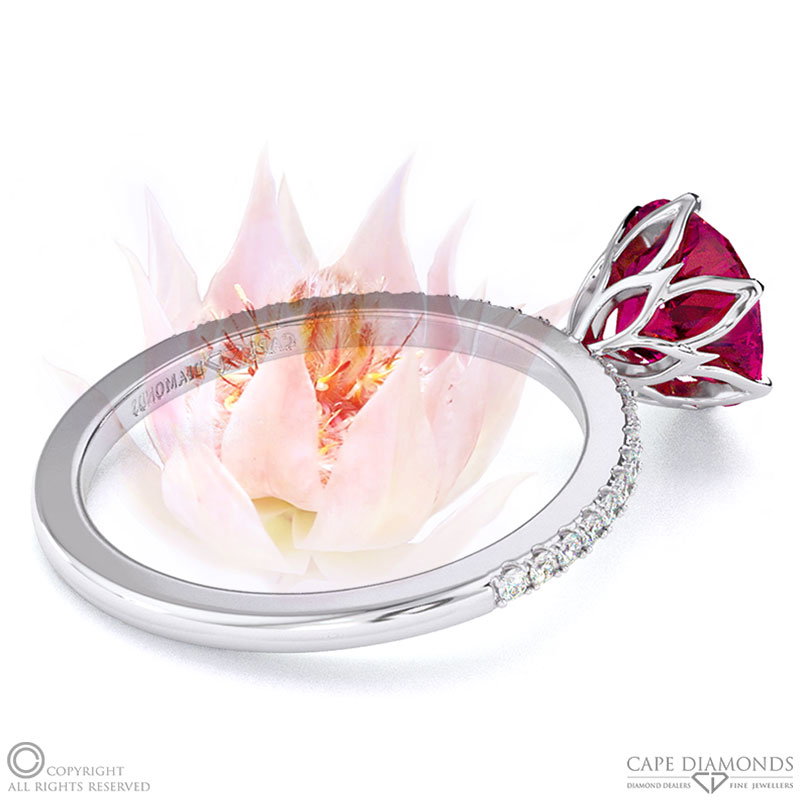 Blushing Bride Fynbos Ruby High Set Engagement Ring White Gold