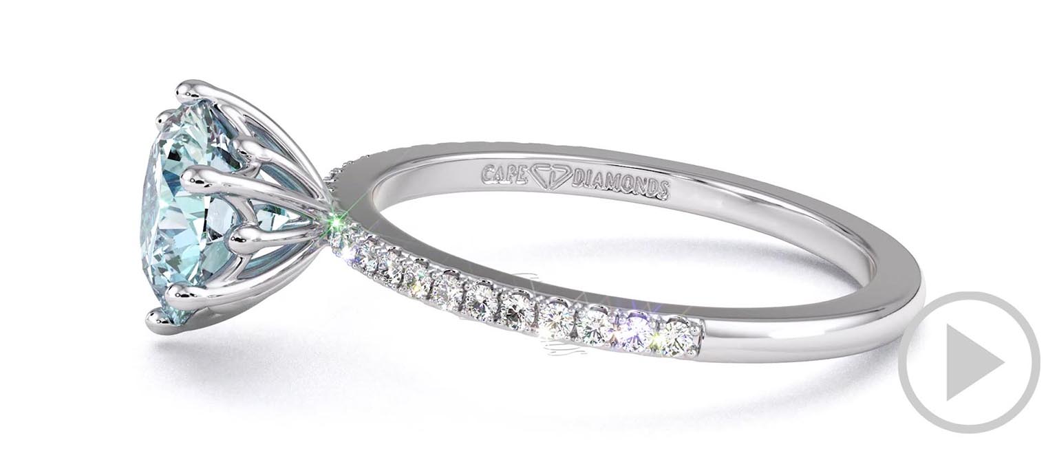 Pincushion Fynbos Flower High Set Engagement Ring Platinum top video