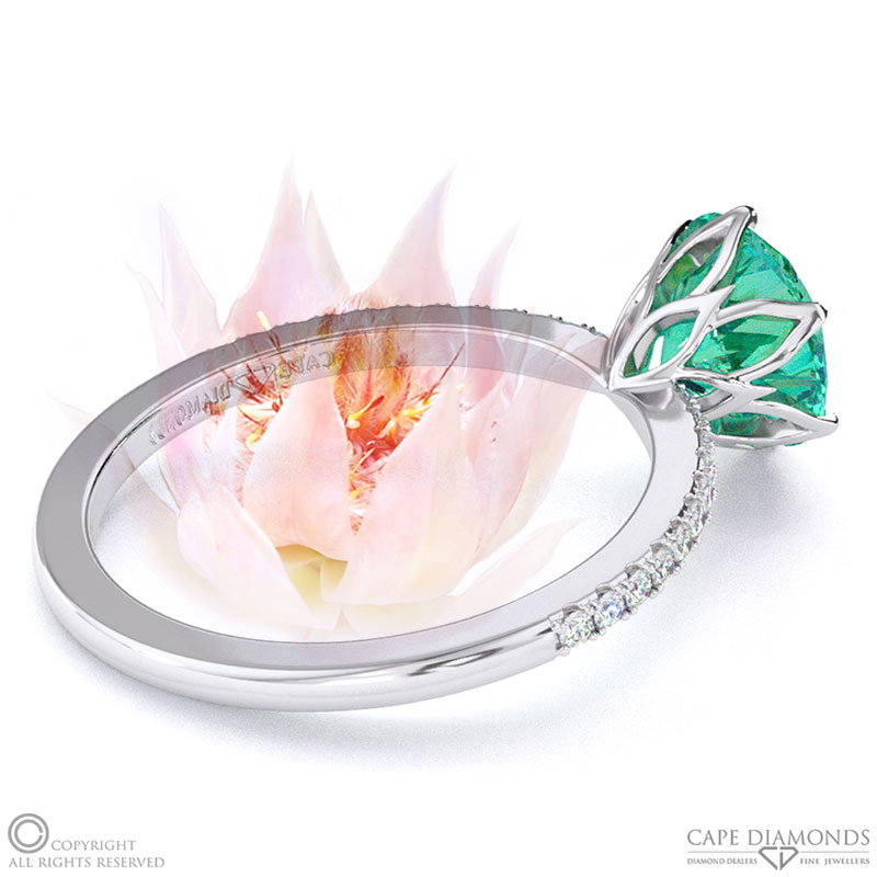 Blushing Bride Fynbos Flower Tourmaline Round Cut Engagement Ring White Gold