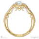a curl, ornate halo natural diamond engagement ring yellow gold with 18k yellow gold metal and round shape diamond
