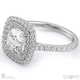 cushion cut natural diamond double halo engagement ring platinum with platinum metal and cushion shape diamond