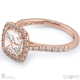 cushion cut natural diamond halo with side stones engagement ring rose gold with 9k rose gold metal and cushion shape diamond