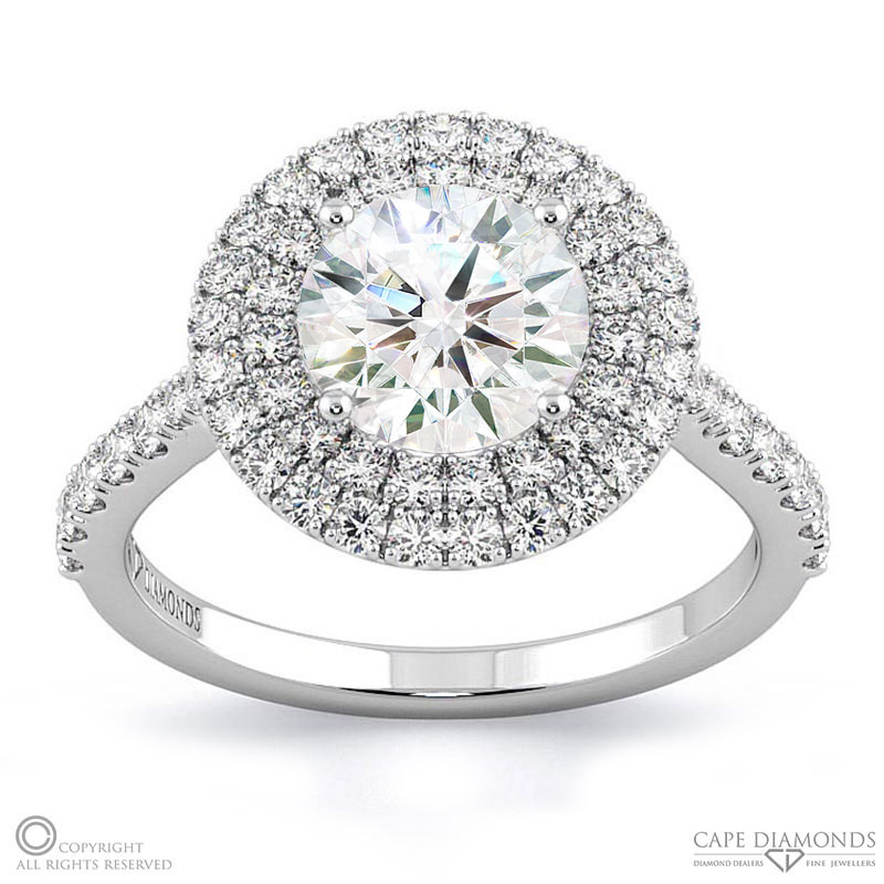 Double Halo Lab Grown Diamond Engagement Ring White Gold