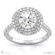 double halo natural diamond engagement ring white gold with 9k white gold metal and round shape diamond