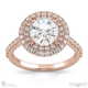 double halo lab grown diamond engagement ring rose gold with 18k rose gold metal and round shape diamond