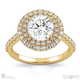 double halo natural diamond engagement ring yellow gold with 9k yellow gold metal and round shape diamond