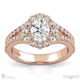 cluster split band oval halo lab grown diamond engagement ring rose gold with 9k rose gold metal and oval shape diamond