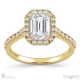 natural diamond emerald halo side stones engagement ring yellow gold with 18k yellow gold metal and emerald shape diamond