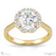 round cut lab grown diamond halo 8 small marquise diamonds with 18k yellow gold metal and round shape diamond