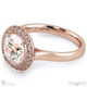 pave tube halo lab grown diamond engagement ring rose gold with 18k rose gold metal and round shape diamond