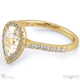 pear natural diamond halo cathedral natural diamond engagement ring yellow gold with pavé side natural diamonds with 9k yellow gold metal and pear shape diamond