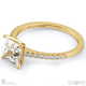 side stone princess cut natural diamond 4-claw engagement ring yellow gold setting with 9k yellow gold metal and princess shape diamond