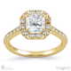 radiant natural diamond halo cathedral natural diamond engagement ring yellow gold with pavé side natural diamonds with 9k yellow gold metal and radiant shape diamond
