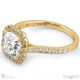 radiant natural diamond halo cathedral natural diamond engagement ring yellow gold with pavé side natural diamonds with 9k yellow gold metal and radiant shape diamond