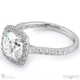 floating lab grown diamond encrusted cushion halo setting engagement ring white gold with 18k white gold metal and cushion shape diamond