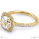 unique cushion cut natural diamond halo engagement ring yellow gold with 18k yellow gold metal and cushion shape diamond