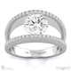 pave’ split band lab grown diamond engagement ring white gold with 18k white gold metal and round shape diamond