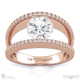 pave’ split band lab grown diamond engagement ring rose gold with 18k rose gold metal and round shape diamond