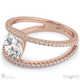 contemporary pavé lab grown diamond split band engagement ring rose gold with 18k rose gold metal and round shape diamond