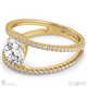 contemporary pavé natural diamond split band engagement ring yellow gold with 9k yellow gold metal and round shape diamond