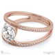 pave natural diamond split band engagement ring rose gold with 9k rose gold metal and round shape diamond