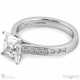 Moissanite Round 4-Claw Engagement Ring White Gold With Channel-Set Princess Cut S