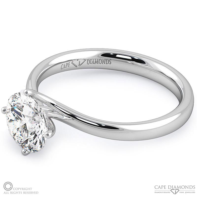 four claw twist natural diamond solitaire engagement ring white gold with 9k white gold metal and round shape diamond