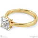 four-claw cushion solitaire lab grown diamond engagement ring yellow gold with 9k yellow gold metal and cushion shape diamond
