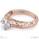antique filigree solitaire natural diamond engagement ring rose gold with 9k rose gold metal and round shape diamond