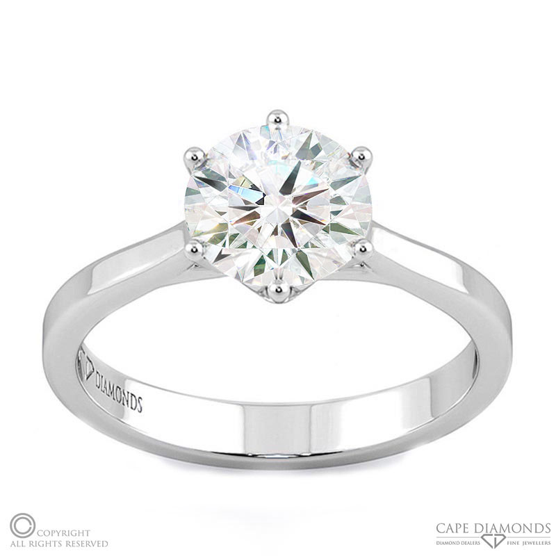 Unique 6 Claw Flawless Lab Grown Diamond Engagement Ring White Gold