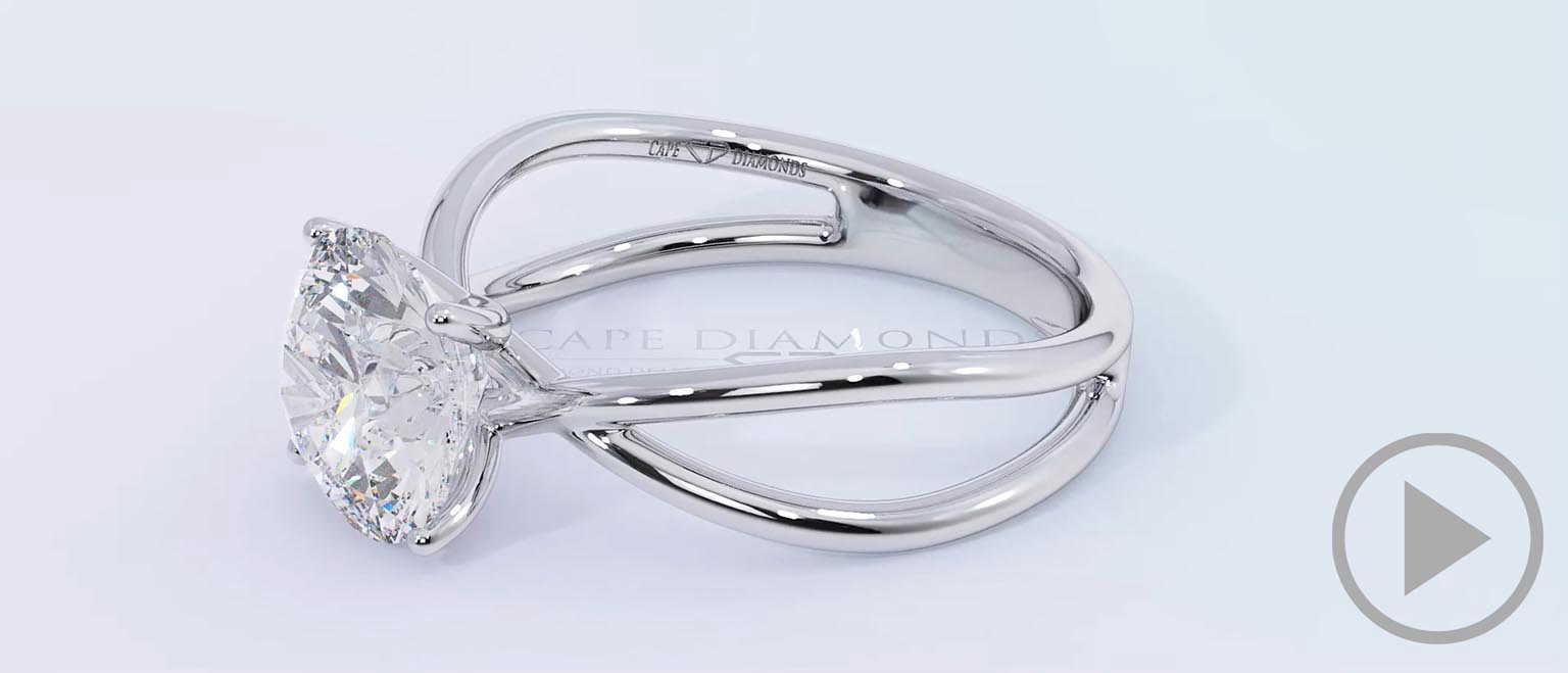 Cross Over Split Band Natural Diamond Engagement Ring Platinum top video