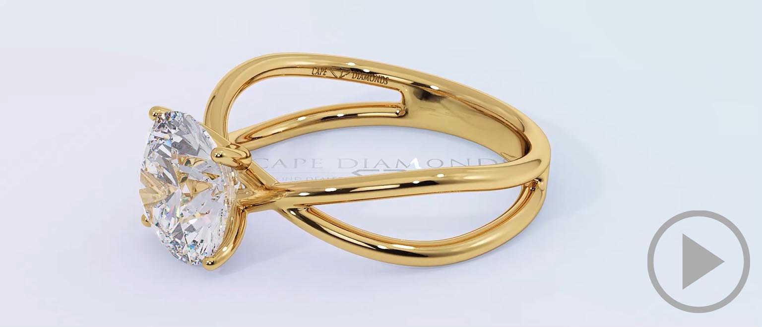 Cross Over Split Band Lab Grown Diamond Engagement Ring Yellow Gold top video
