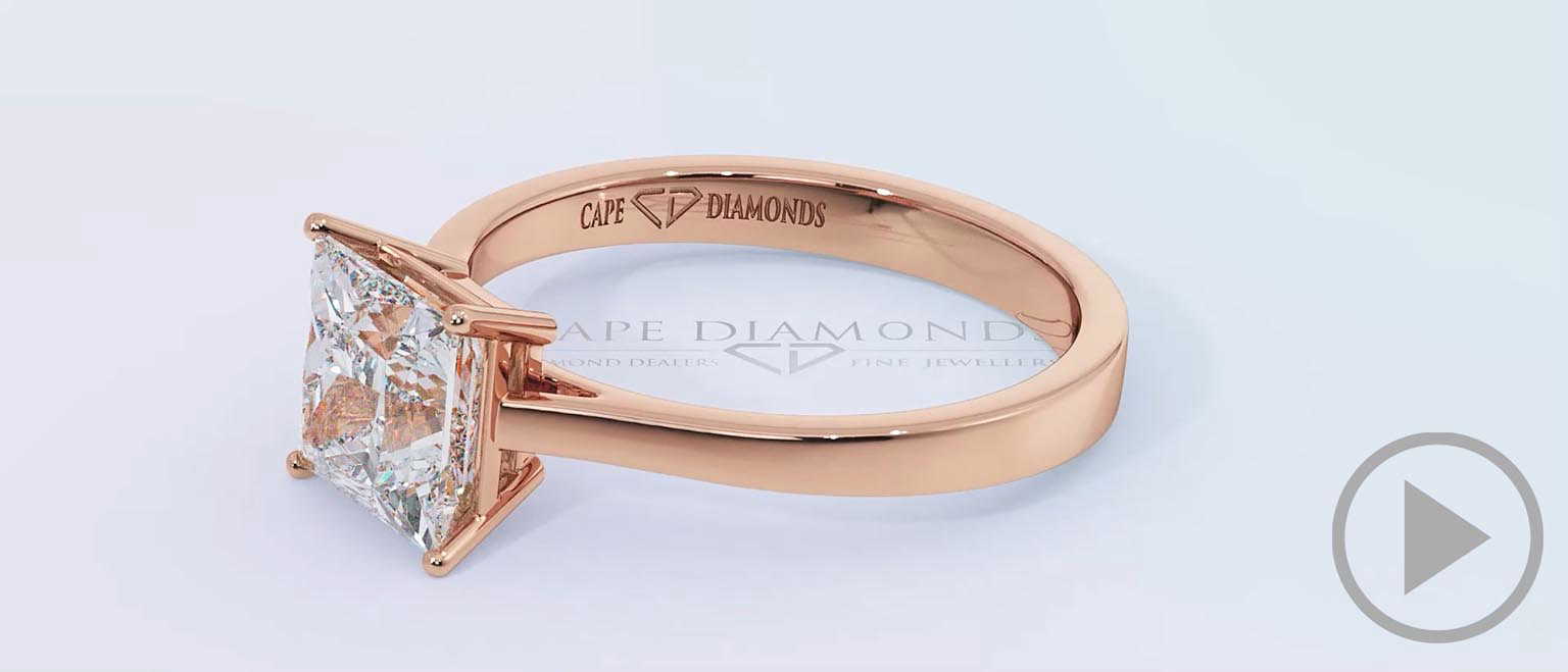 Stylish Princess Lab Grown Diamond 4 Prong Solitaire Engagement Ring Rose Gold top video