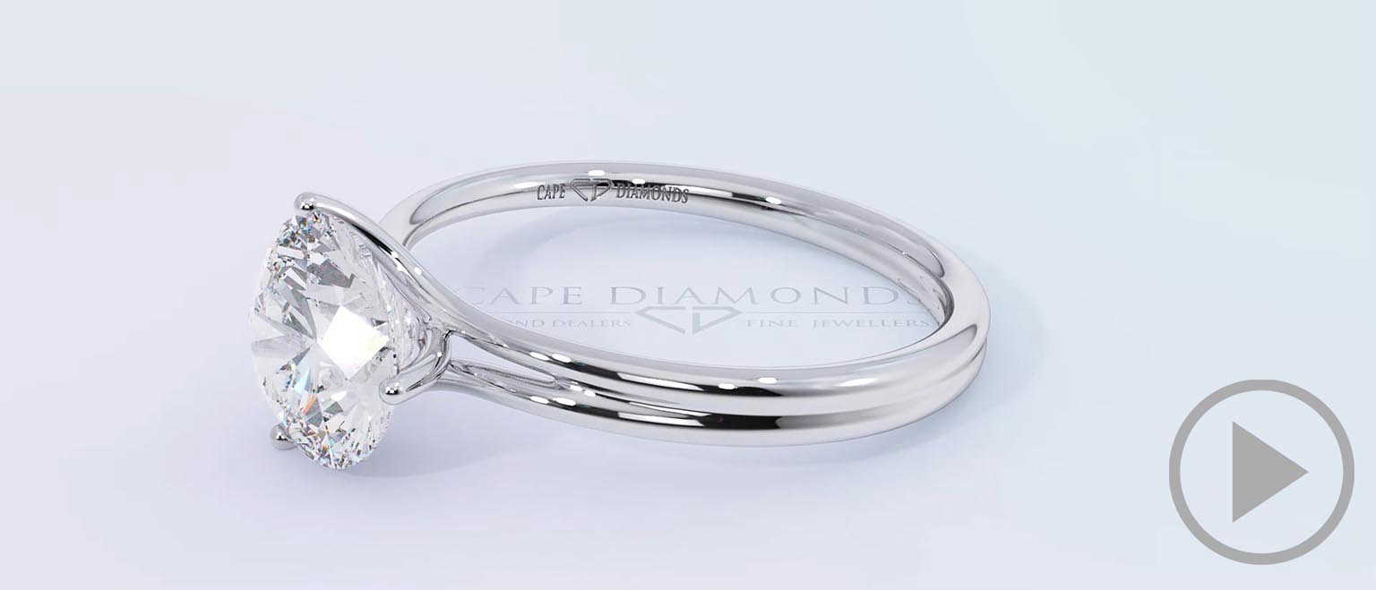 Three Claw Solitaire Twisted Grooved Natural Diamond Engagement Ring White Gold top video