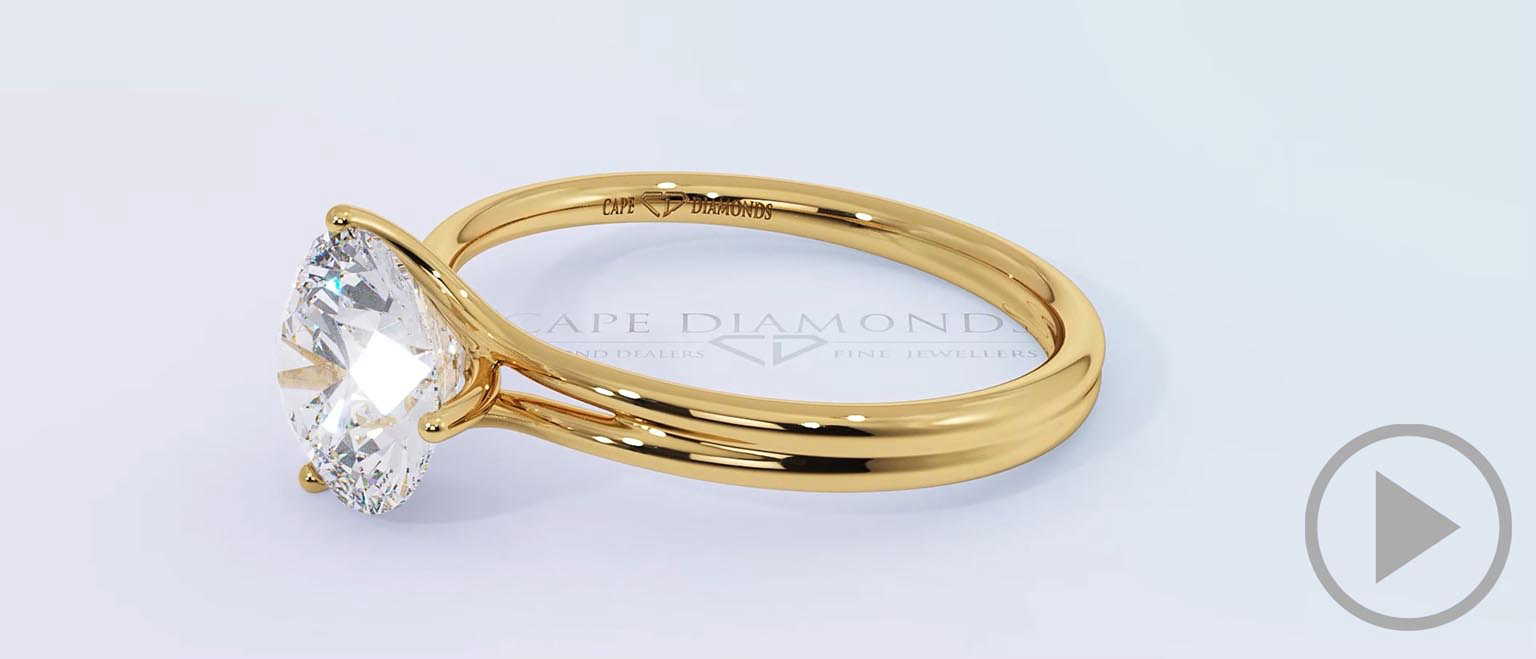 Three Claw Solitaire Twisted Grooved Lab Grown Diamond Engagement Ring Yellow Gold top video