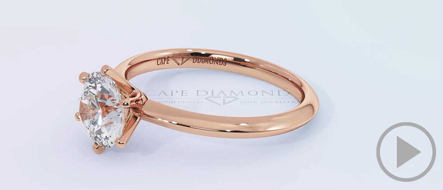 Round Cut 4 Claw Lab Grown Diamond Engagement Ring Rose Gold top video