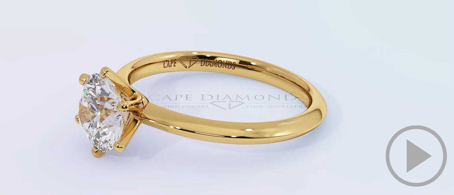 Round Cut 4 Claw Lab Grown Diamond Engagement Ring Yellow Gold top video