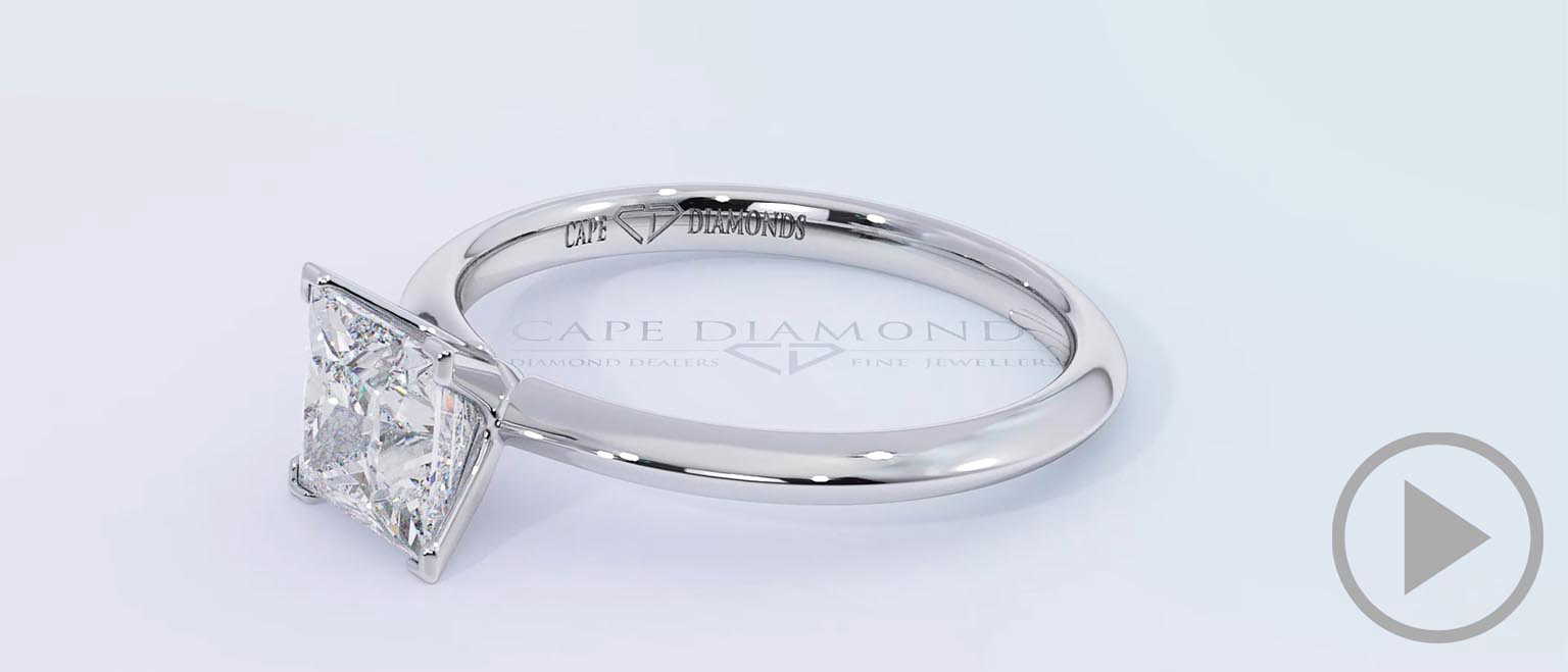 Princess Cut 4 Claw Natural Diamond Engagement Ring Platinum top video