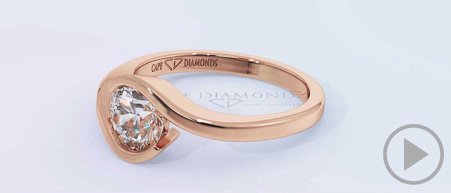 Round Twist Natural Diamond Engagement Ring Rose Gold top video
