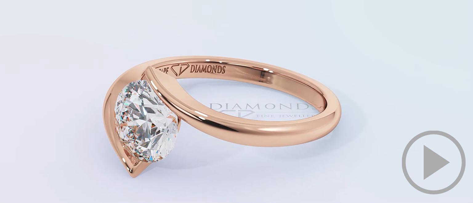 Twist Solitaire Tension Lab Grown Diamond Engagement Ring Rose Gold top video