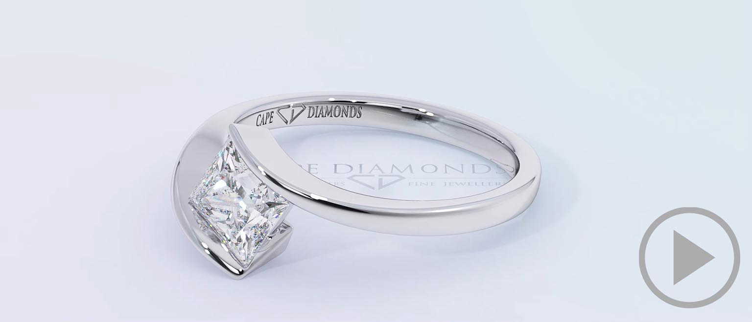 Princess Tension Split Band Lab Grown Diamond Engagement Ring White Gold top video
