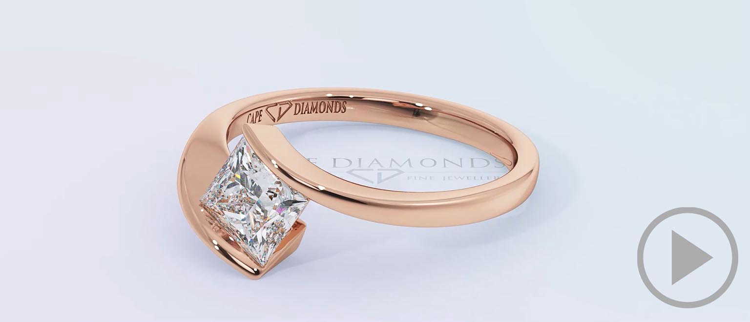 Twist Solitaire Tension Lab Grown Diamond Engagement Ring Rose Gold top video