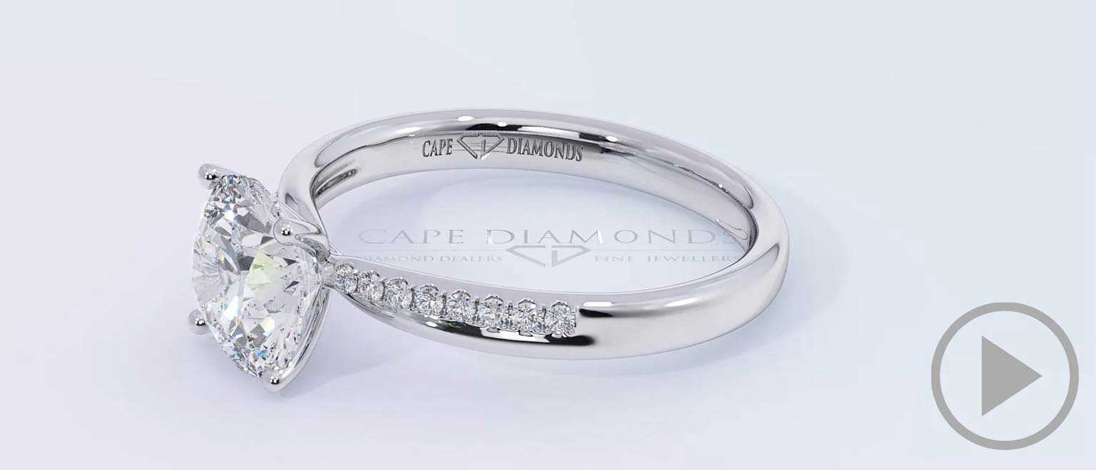 4 Claw Round Pave Cross Over Natural Diamond Engagement Ring White Gold top video