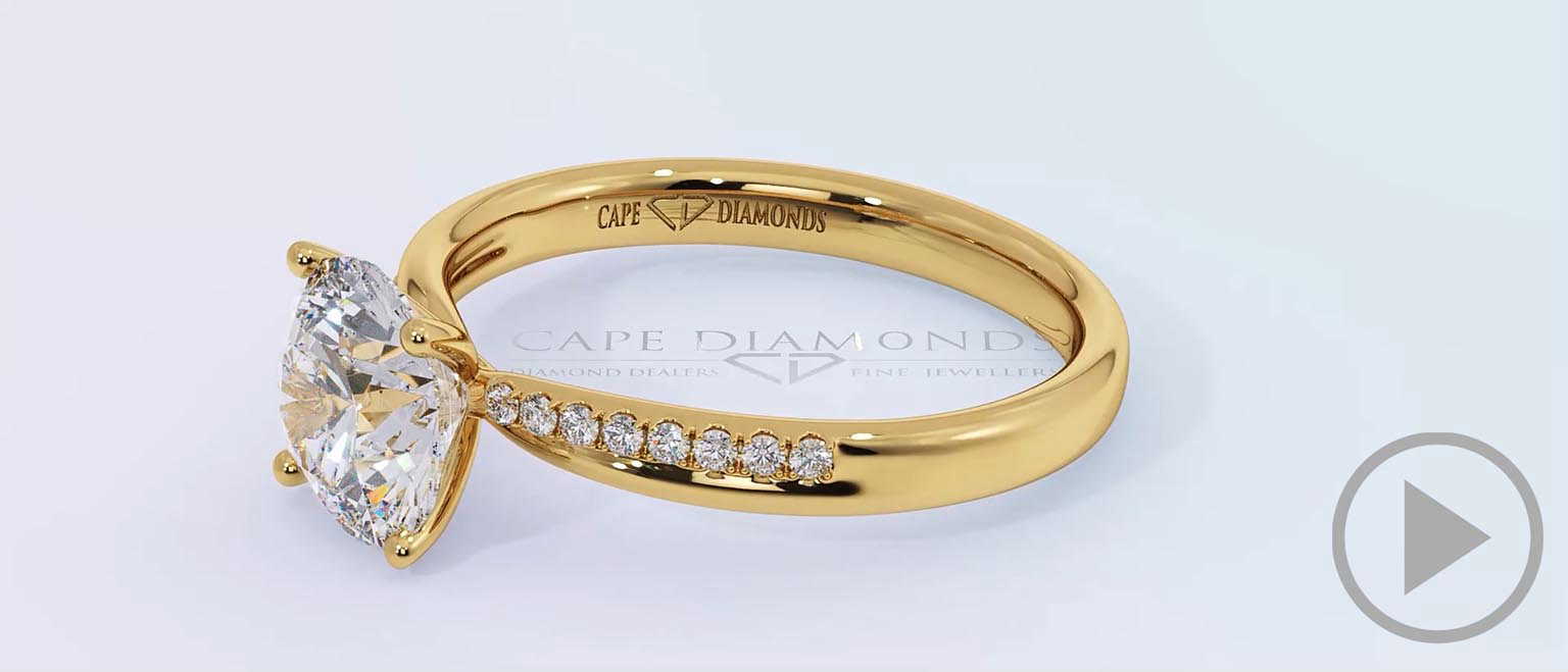 4 Claw Round Pave Cross Over Natural Diamond Engagement Ring Yellow Gold top video