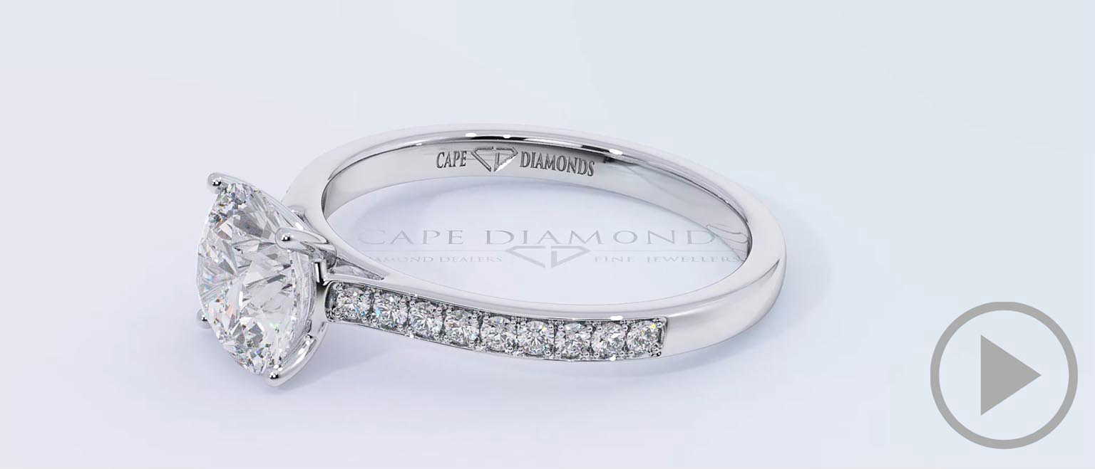 4 Claw Round Pave Band Natural Diamond Engagement Ring White Gold top video