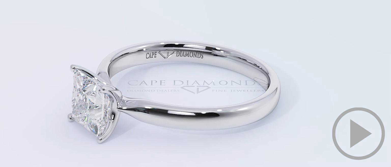 4 Claw Princess Cut Solitare Natural Diamond Engagement Ring Platinum top video